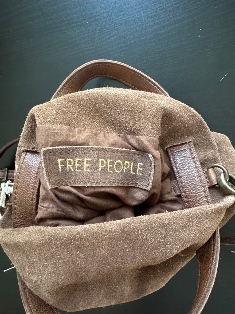 Free People Suki Mini Tote Suede Leather Brown Slouchy Crossbody Bag - NEW - Picture 12 of 12